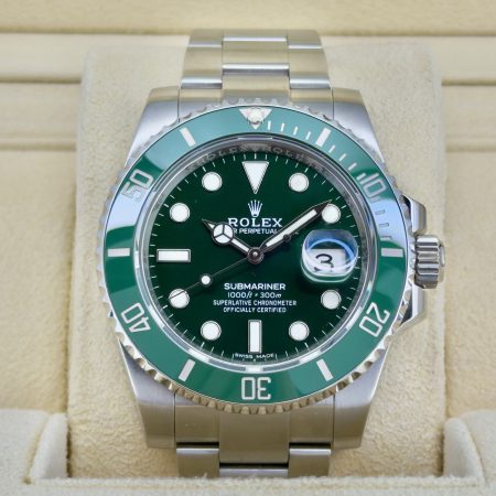 Front Face Pre-Owned Rolex Submariner 116610Lv Box and Papers