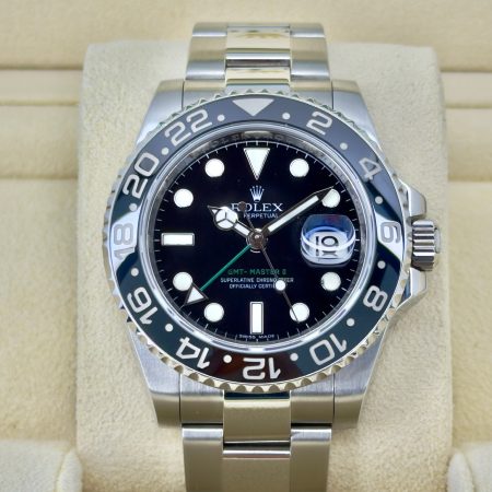 Front Face Pre-Owned Rolex GMT-Master II 116710Ln Box and Papers