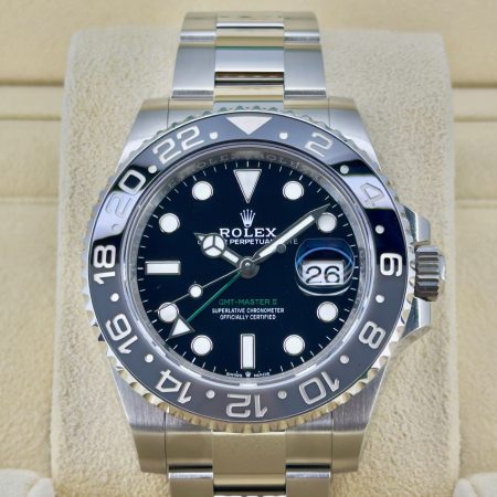Front Face Pre-Owned Rolex GMT-Master II 126710GRNR Box and Papers