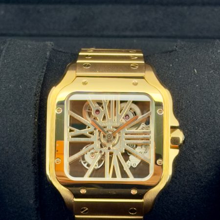 Front Face Pre-Owned Cartier Santos Skeleton WHSA0016 Box and Papers