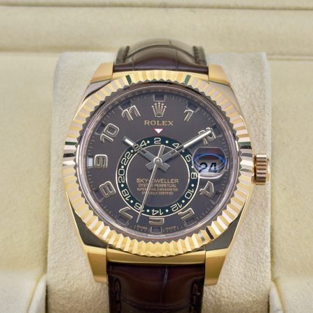 Front Face Pre-Owned Rolex Skydweller 326135 Box and Papers
