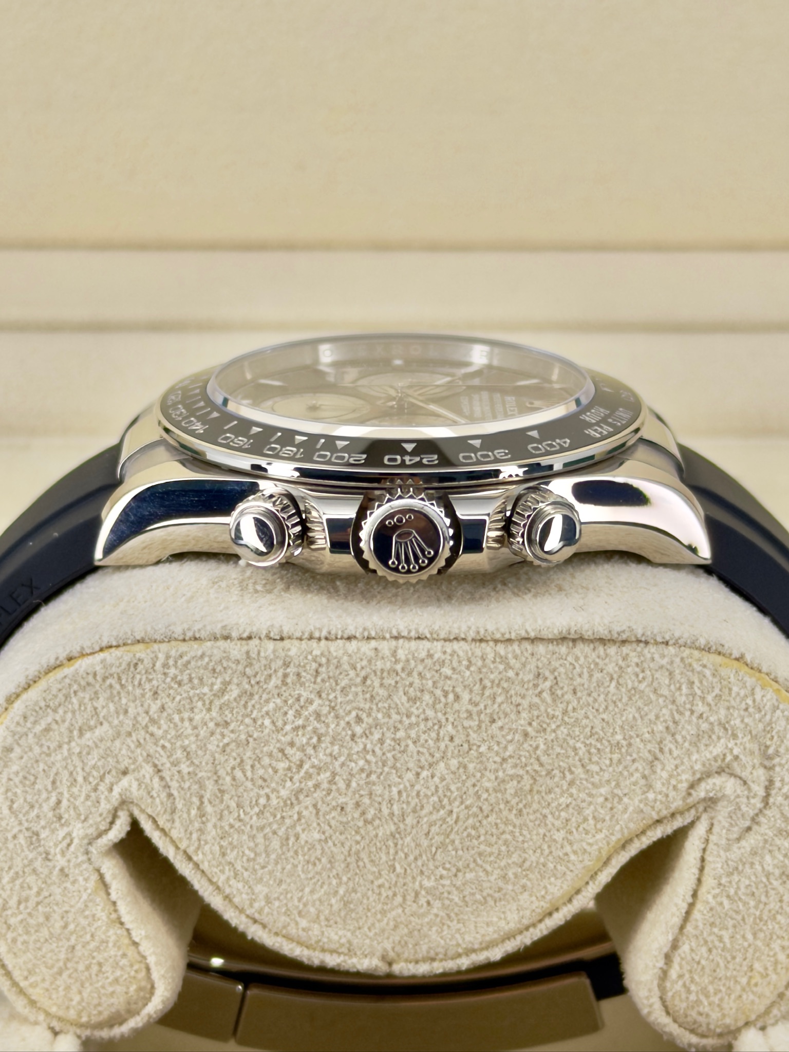 Side Shot Pre-Owned Rolex Daytona 126519LN “Baby Le Mans” Box and Papers