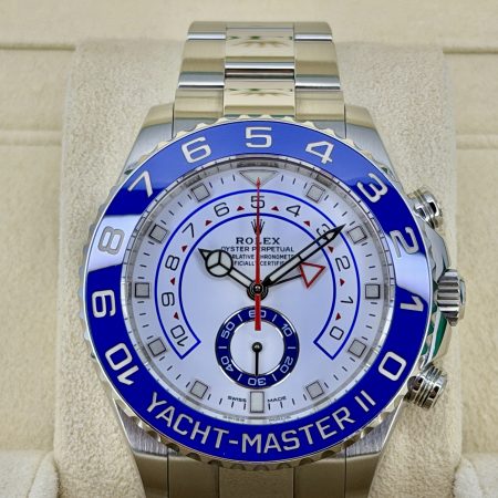Front Face Pre-Owned Rolex Yachtmaster 116680 Mercedes Hands