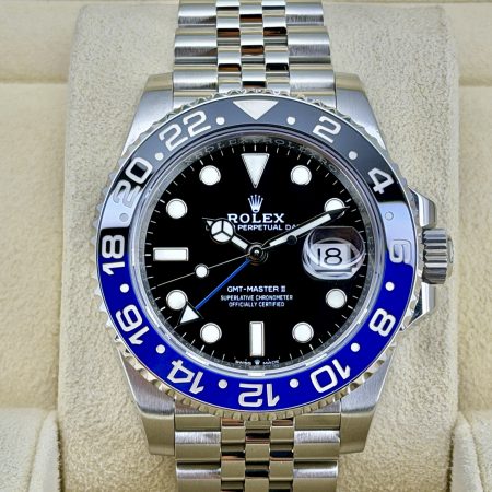 Front Face Pre-Owned Rolex GMT Master II 126710BLNR Batgirl