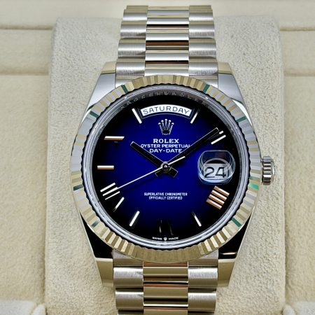 Front Face Pre-Owned Rolex Day-Date 228239 Blue Ombre