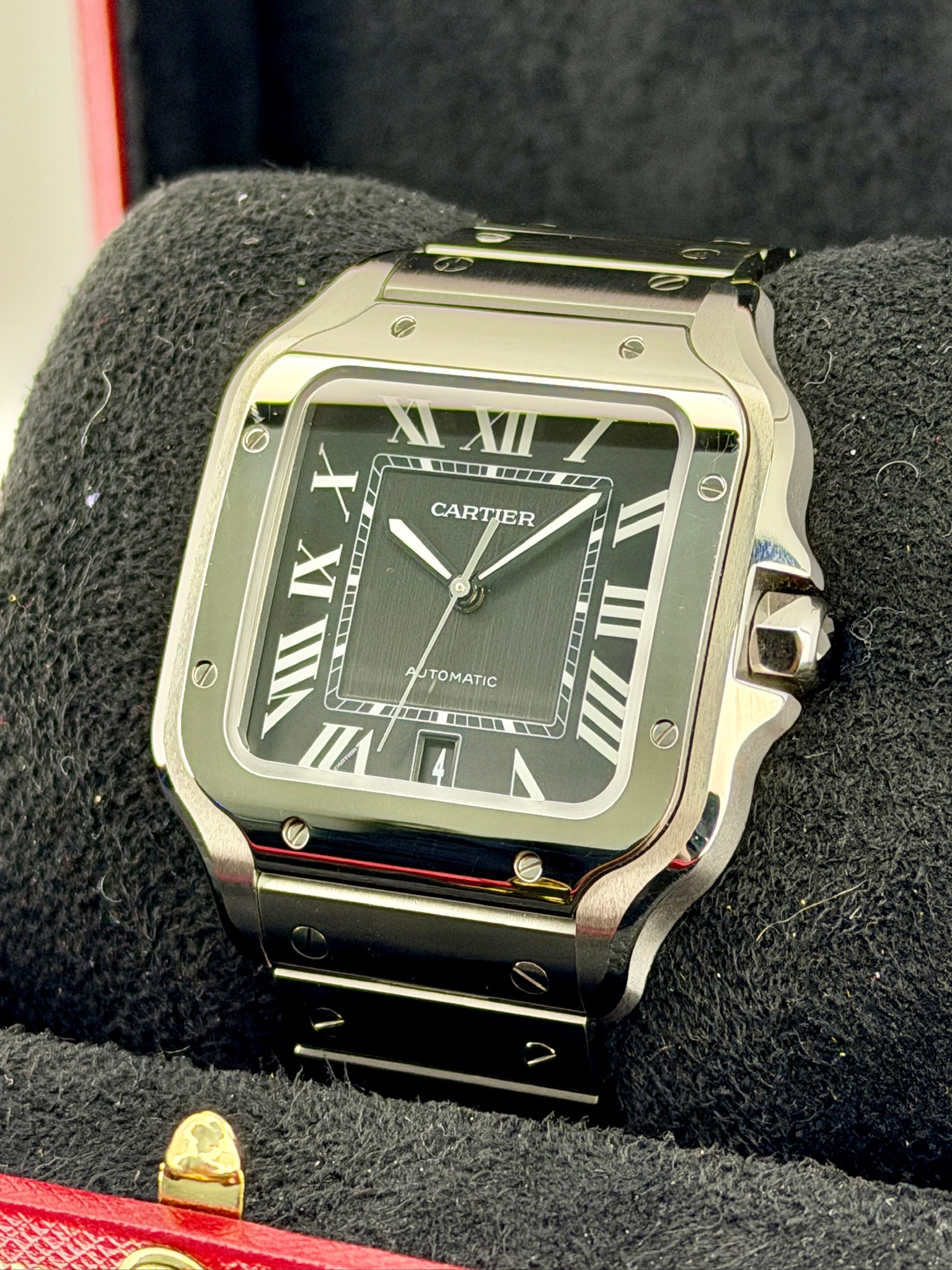 Side Face Pre-Owned Cartier Santos WSSA0096 Box and Papers