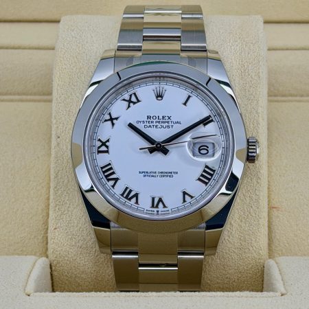 Front Face Pre-Owned Rolex DateJust 126300 Box and Papers