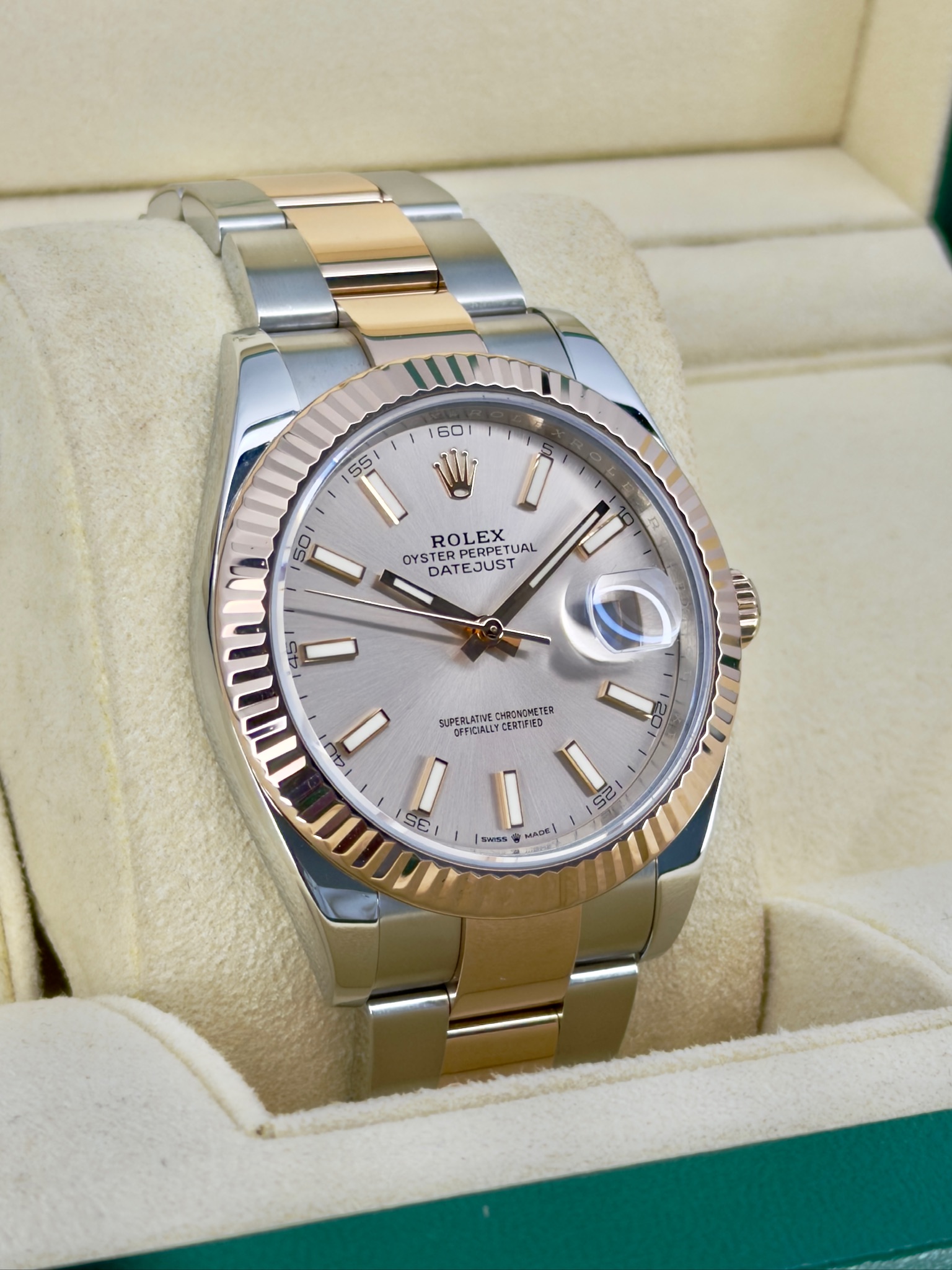 Side Face 2 Pre-Owned Rolex Datejust Sundust 126331 Box and Papers