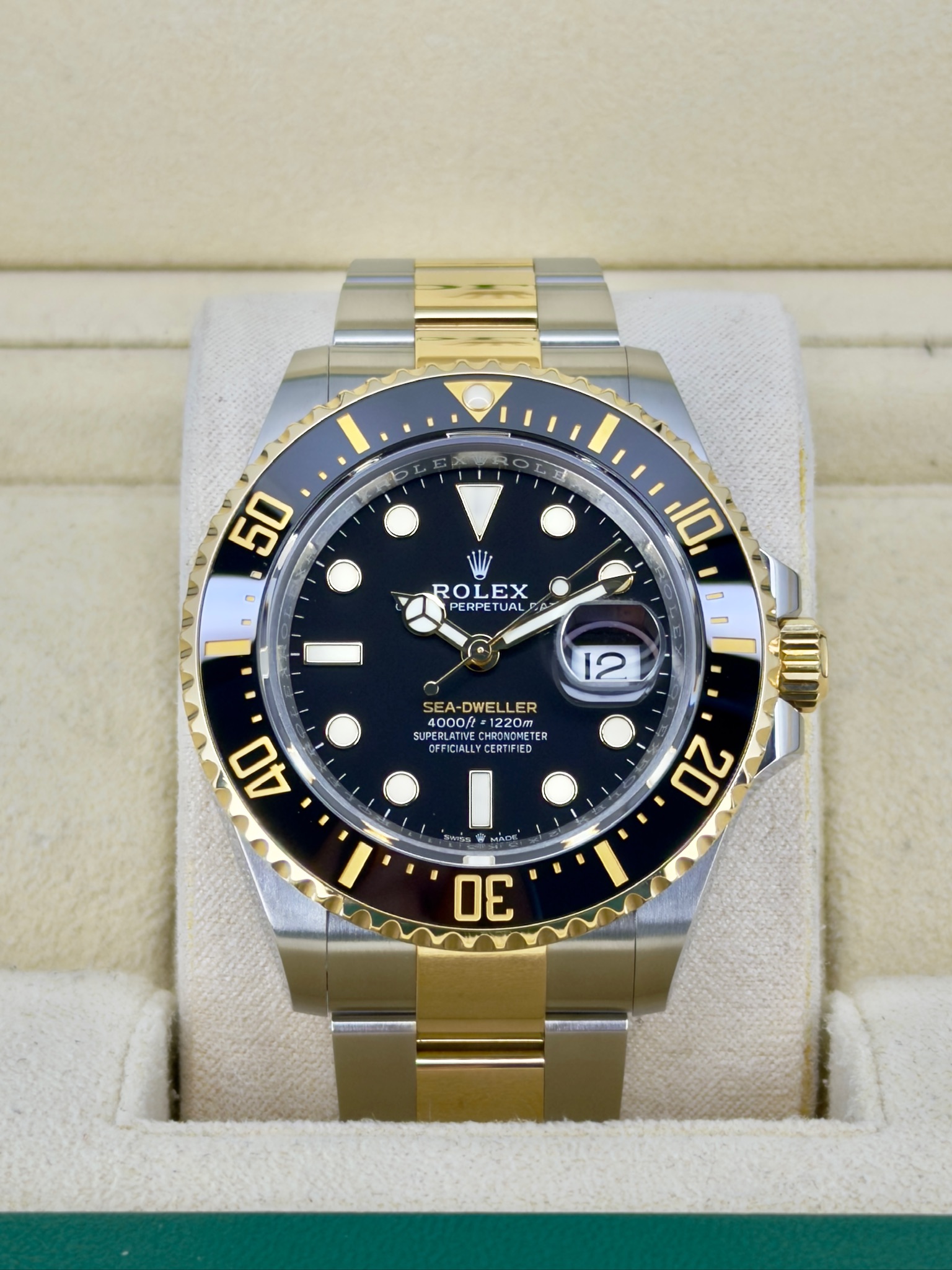 Front Face Pre-Owned Rolex Sea-Dweller 126603 Box and Papers