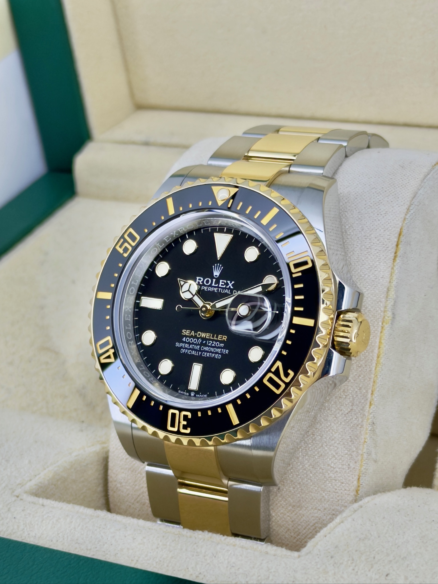 Side Face Pre-Owned Rolex Sea-Dweller 126603 Box and Papers