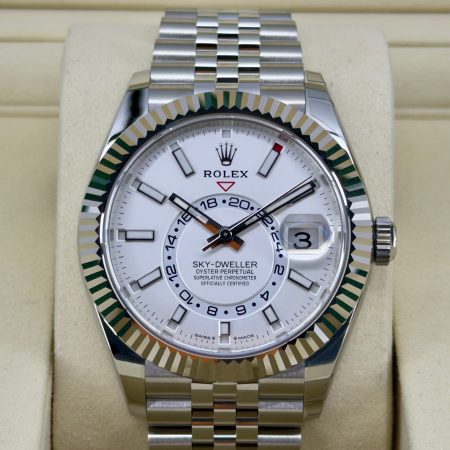 Front Face Pre-Owned Rolex Sky-Dweller 336934 Box and Papers