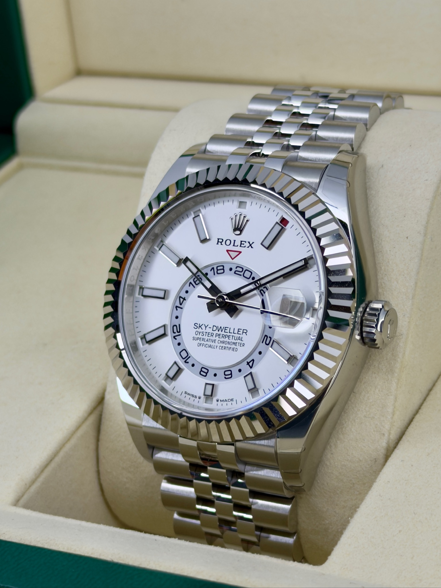 Side Face Pre-Owned Rolex Sky-Dweller 336934 Box and Papers