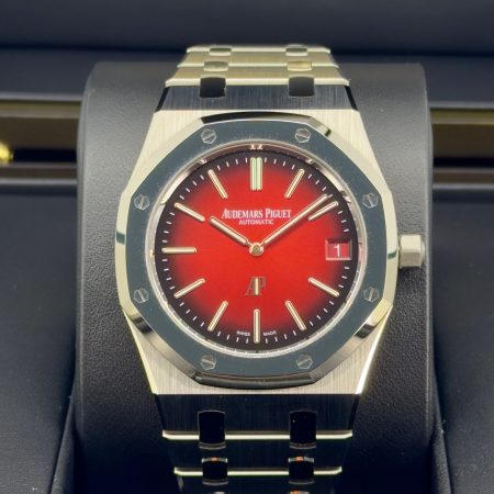 Front Face Pre-Owned Audemars Piguet Royal Oak Jumbo 16202XT Box and Papers