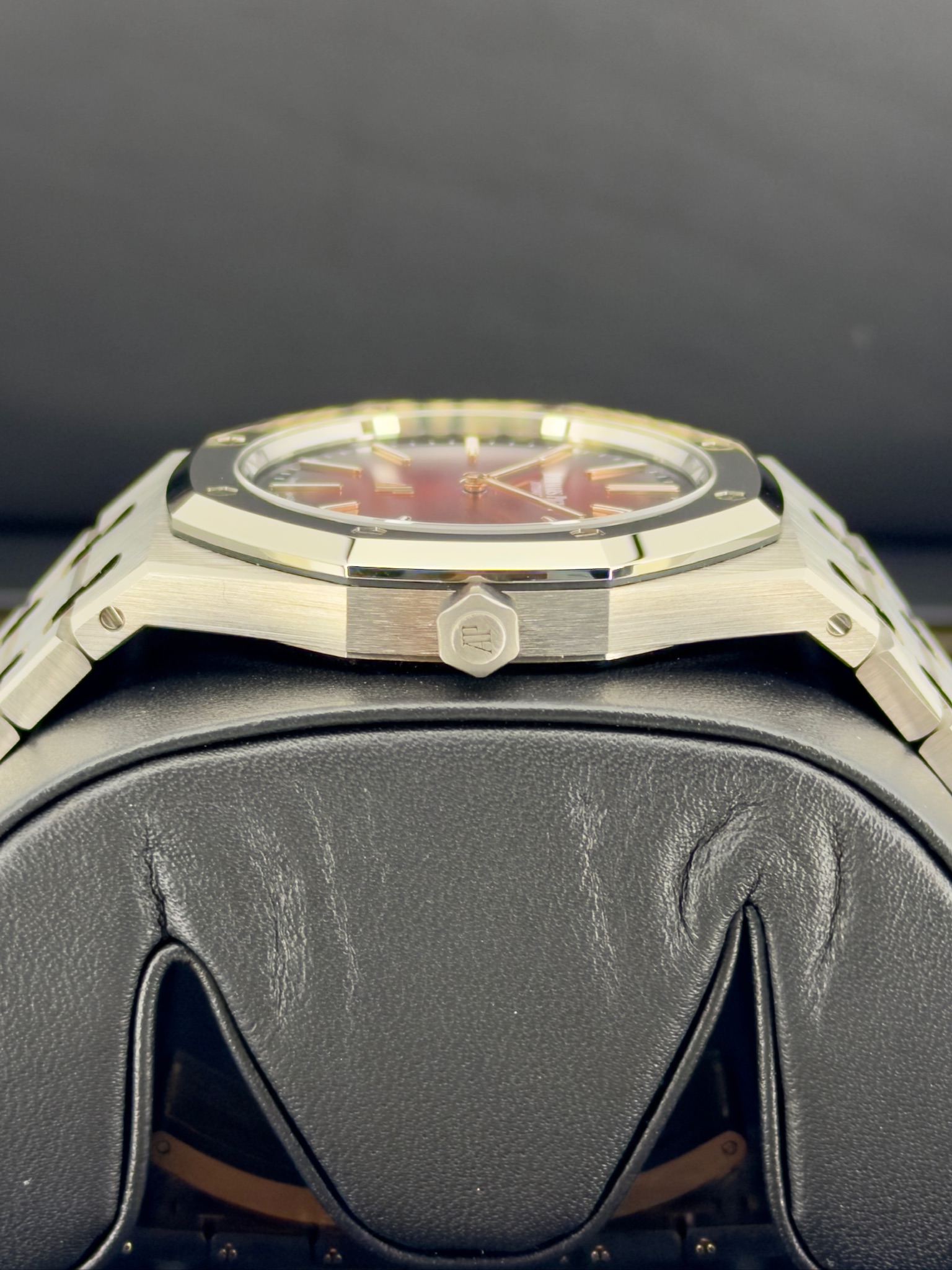 Side Shot Pre-Owned Audemars Piguet Royal Oak Jumbo 16202XT Box and Papers