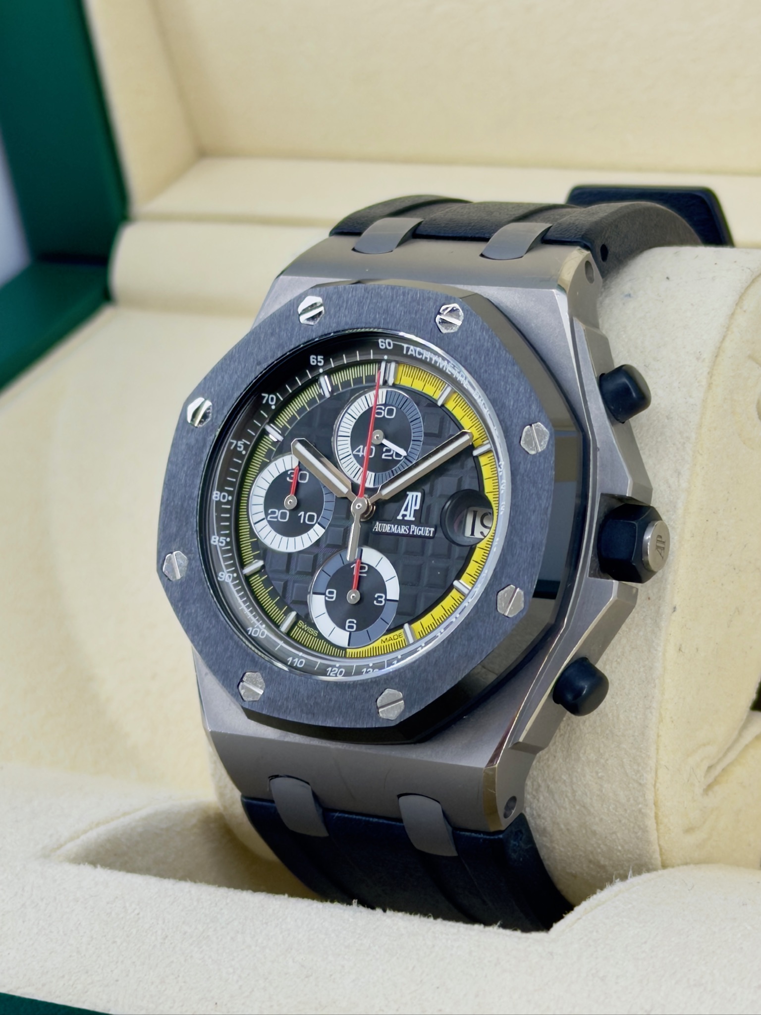 Side Face Pre-Owned Audemars Piguet Royal Oak Offshore Sebastien Buemi 26207IO Watch Only