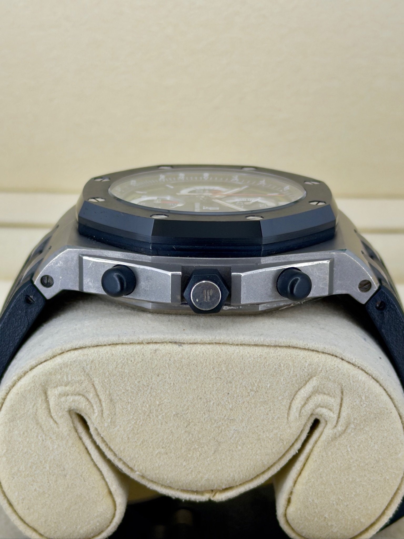 Side Shot Pre-Owned Audemars Piguet Royal Oak Offshore Sebastien Buemi 26207IO Watch Only