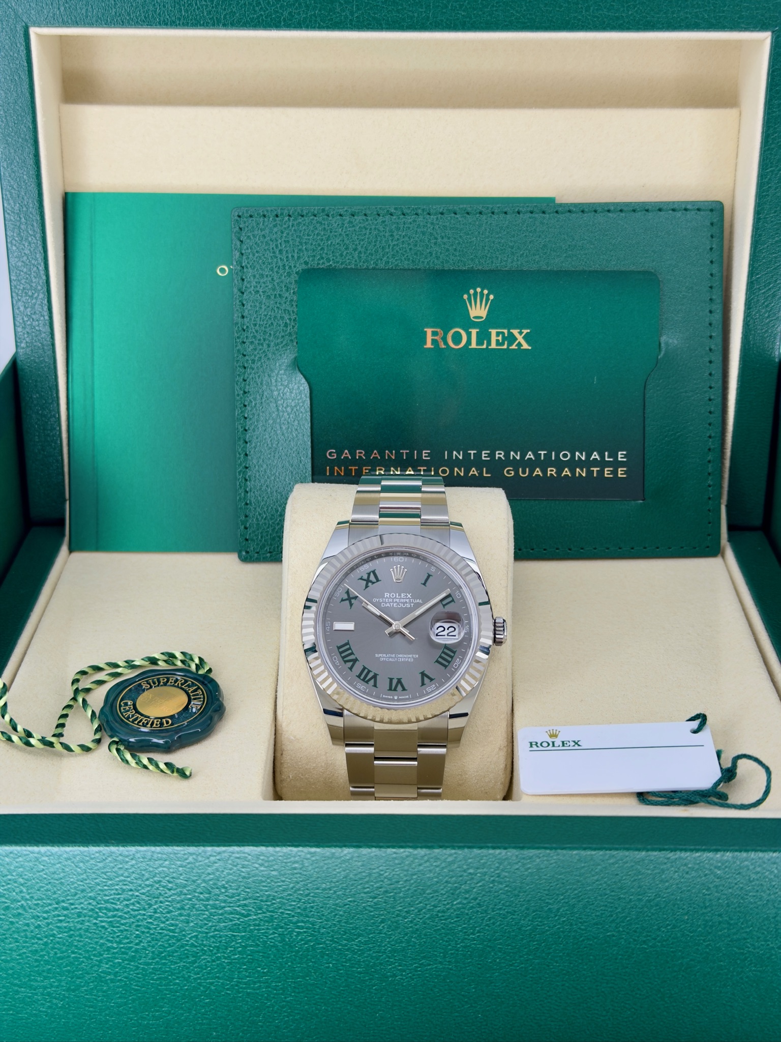 Box and Papers Pre-Owned Rolex Datejust Wimbledon 126334 Box and Papers